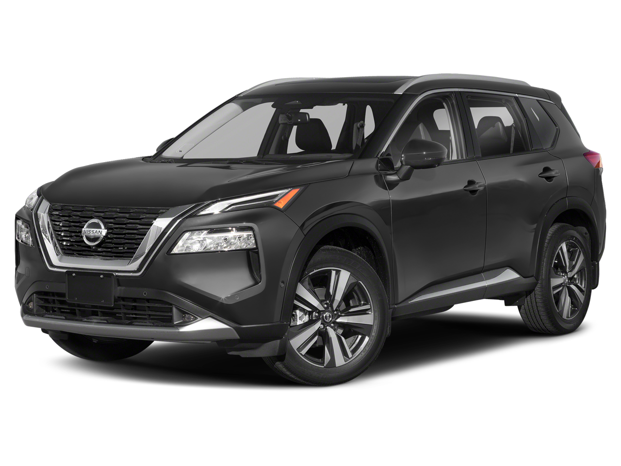 2023 Nissan Rogue Platinum in Gun Metallic — front three-quarter view