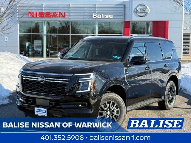 2026 Nissan Armada SV in Super Black — front three-quarter view